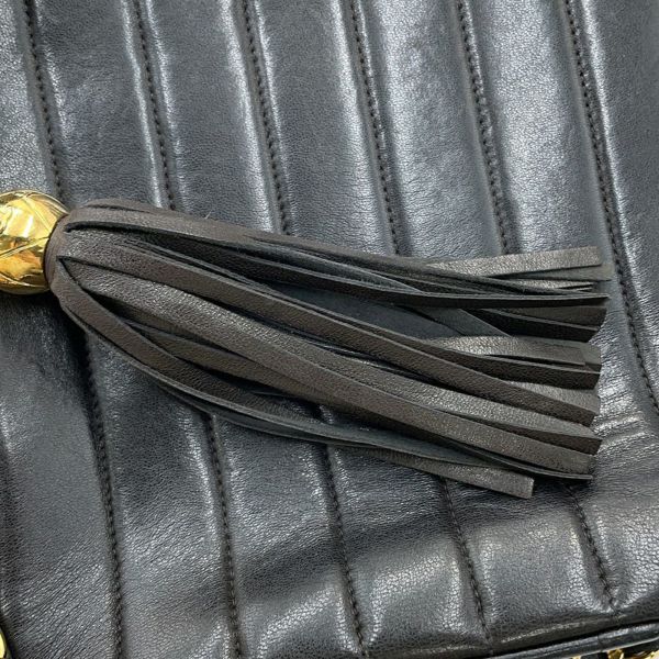 シャネル チェーンショルダーバッグ マドモアゼル ココマーク タッセルチャーム付き ラムスキン CHANEL 黒