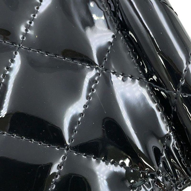 シャネル チェーンショルダーバッグ マトラッセ ココマーク ミニ エナメル AP3005 CHANEL 黒