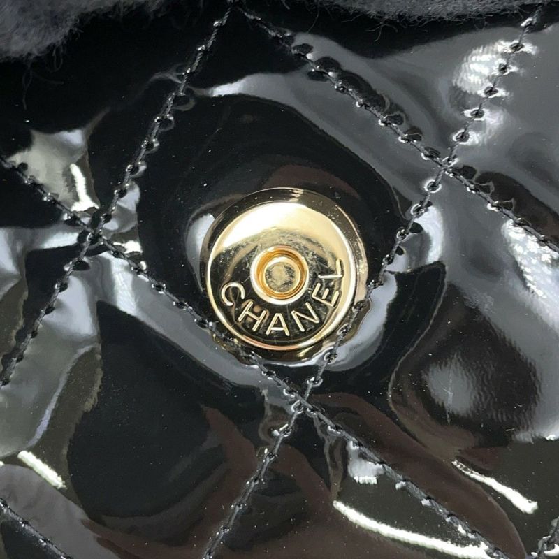 シャネル チェーンショルダーバッグ マトラッセ ココマーク ミニ エナメル AP3005 CHANEL 黒