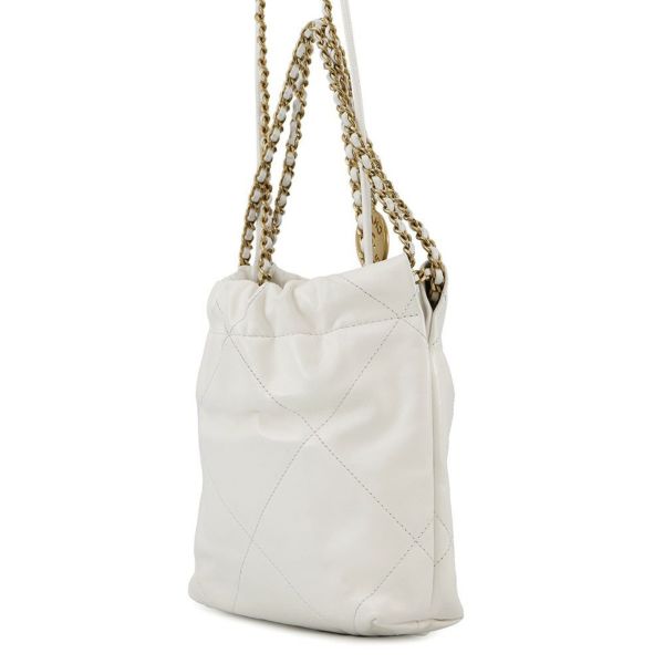 シャネル ハンドバッグ CHANEL 22 ミニ ココマーク シャイニーカーフレザー AS3980 CHANEL 2way 白