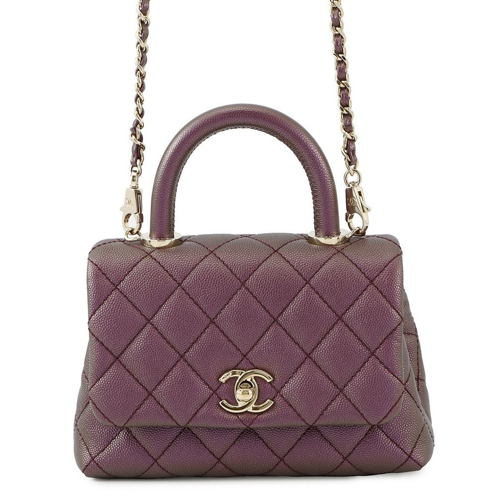 シャネル ハンドバッグ ココマーク ココハンドル マトラッセ ミニ フラップ キャビアスキン AS2215 CHANEL 2way