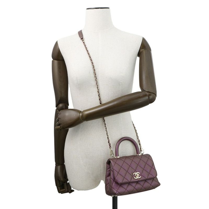 シャネル ハンドバッグ ココマーク ココハンドル マトラッセ ミニ フラップ キャビアスキン AS2215 CHANEL 2way