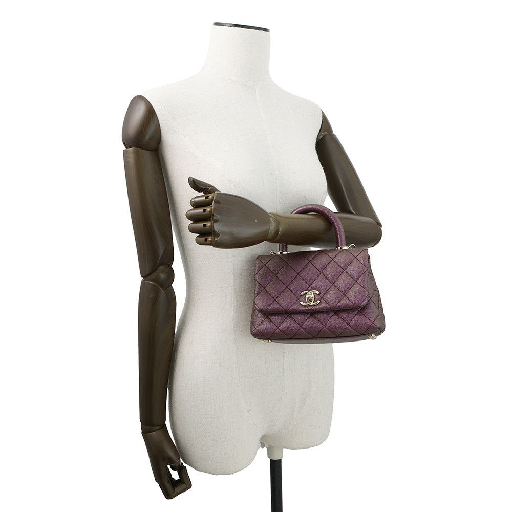 シャネル ハンドバッグ ココマーク ココハンドル マトラッセ ミニ フラップ キャビアスキン AS2215 CHANEL 2way