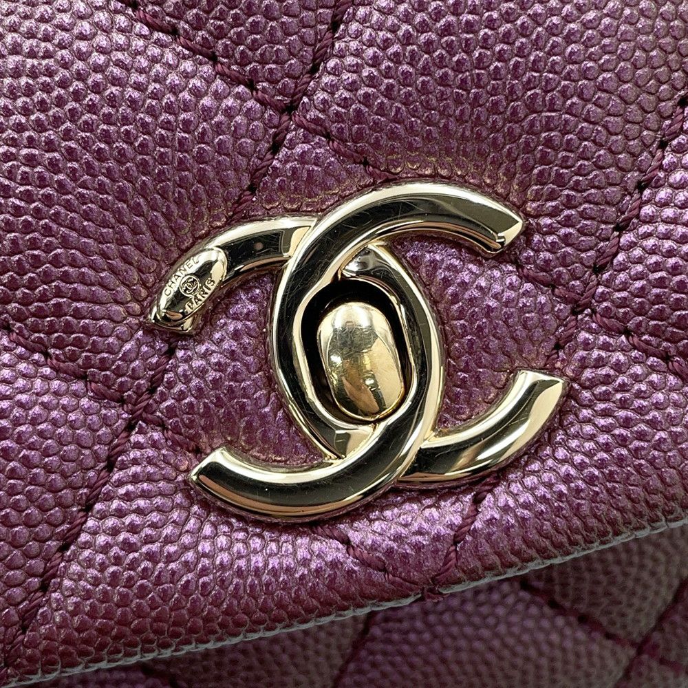 シャネル ハンドバッグ ココマーク ココハンドル マトラッセ ミニ フラップ キャビアスキン AS2215 CHANEL 2way