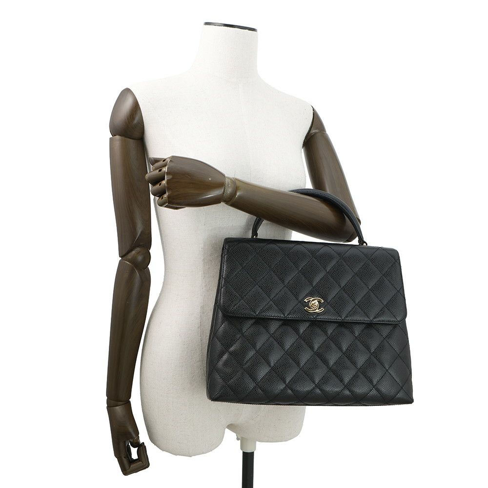 シャネル ハンドバッグ マトラッセ ココマーク CC キャビアスキン A12397 CHANEL バッグ 黒