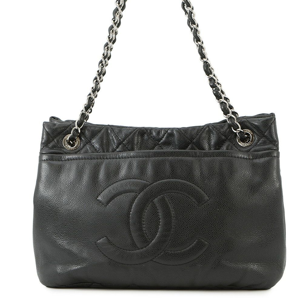 シャネル チェーンショルダーバッグ マトラッセ デカココマーク A48374 CHANEL バッグ 黒