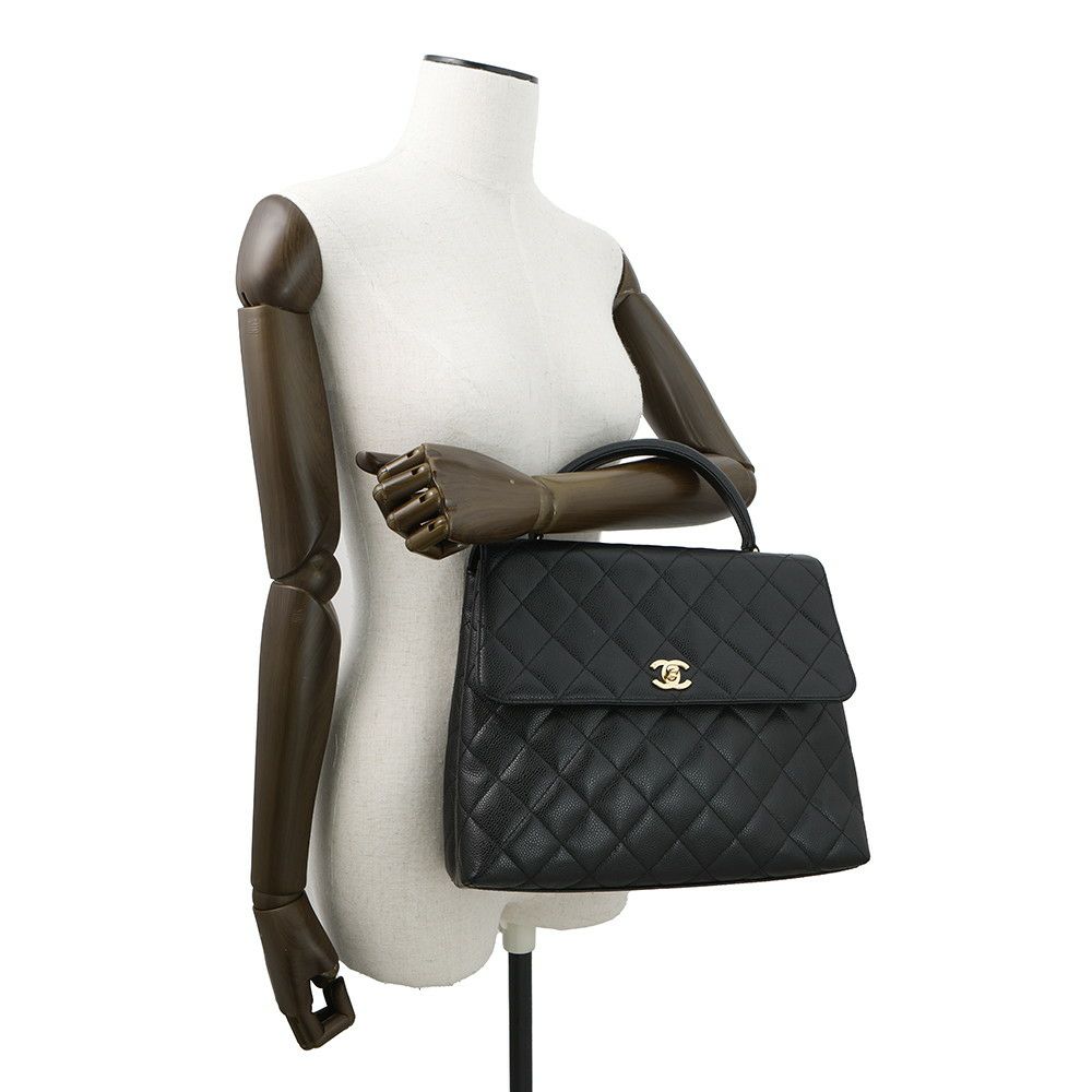 シャネル ハンドバッグ マトラッセ ココマーク キャビアスキン A12397 CHANEL ハンドルバッグ 黒