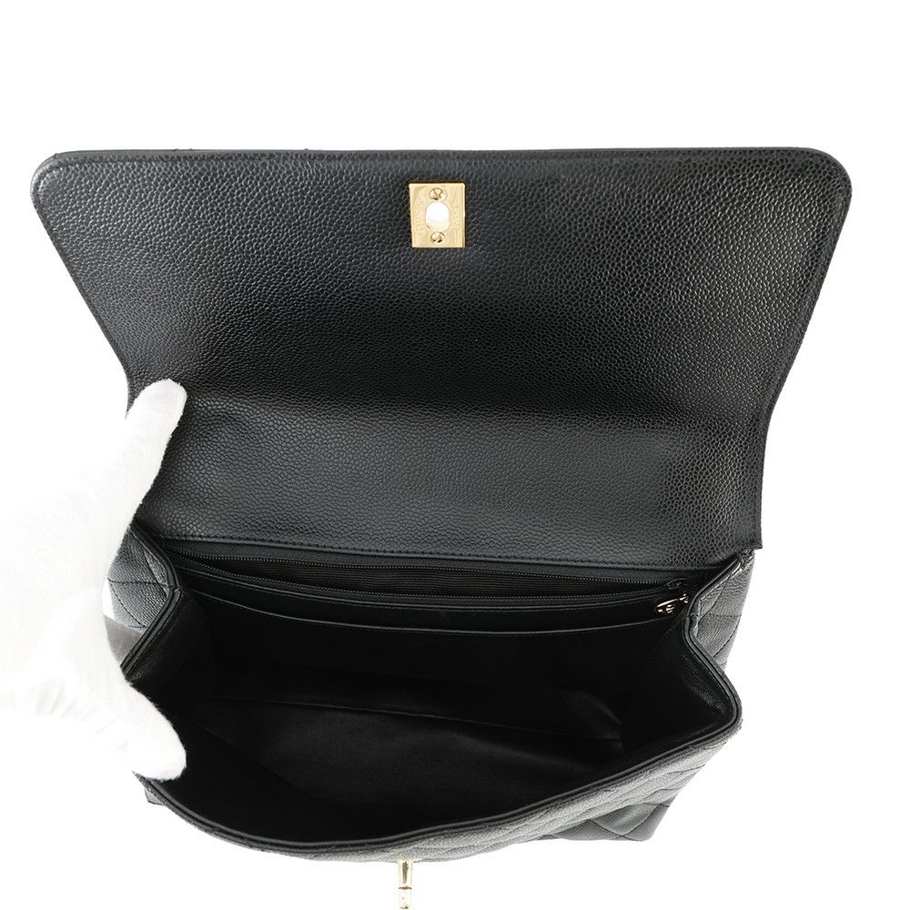 シャネル ハンドバッグ マトラッセ ココマーク キャビアスキン A12397 CHANEL ハンドルバッグ 黒