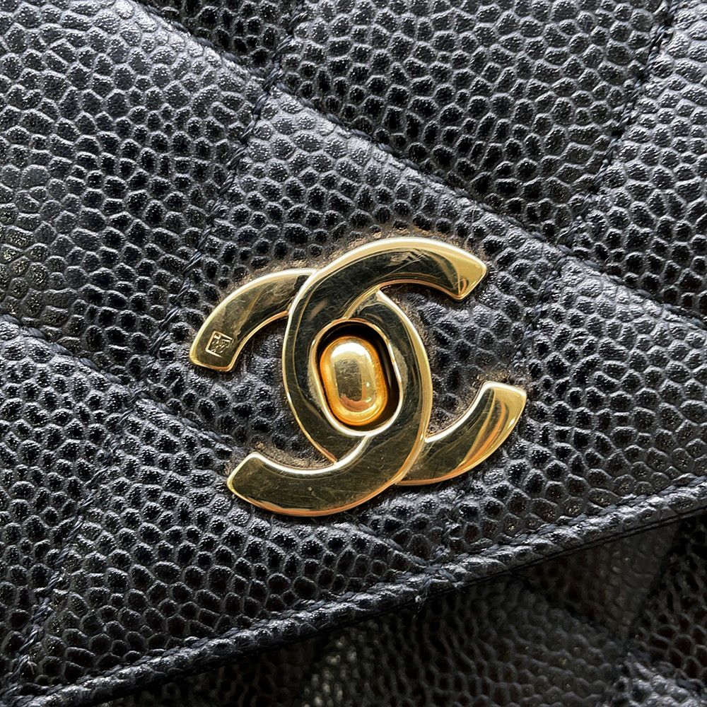 シャネル ハンドバッグ マトラッセ ココマーク キャビアスキン A12397 CHANEL ハンドルバッグ 黒