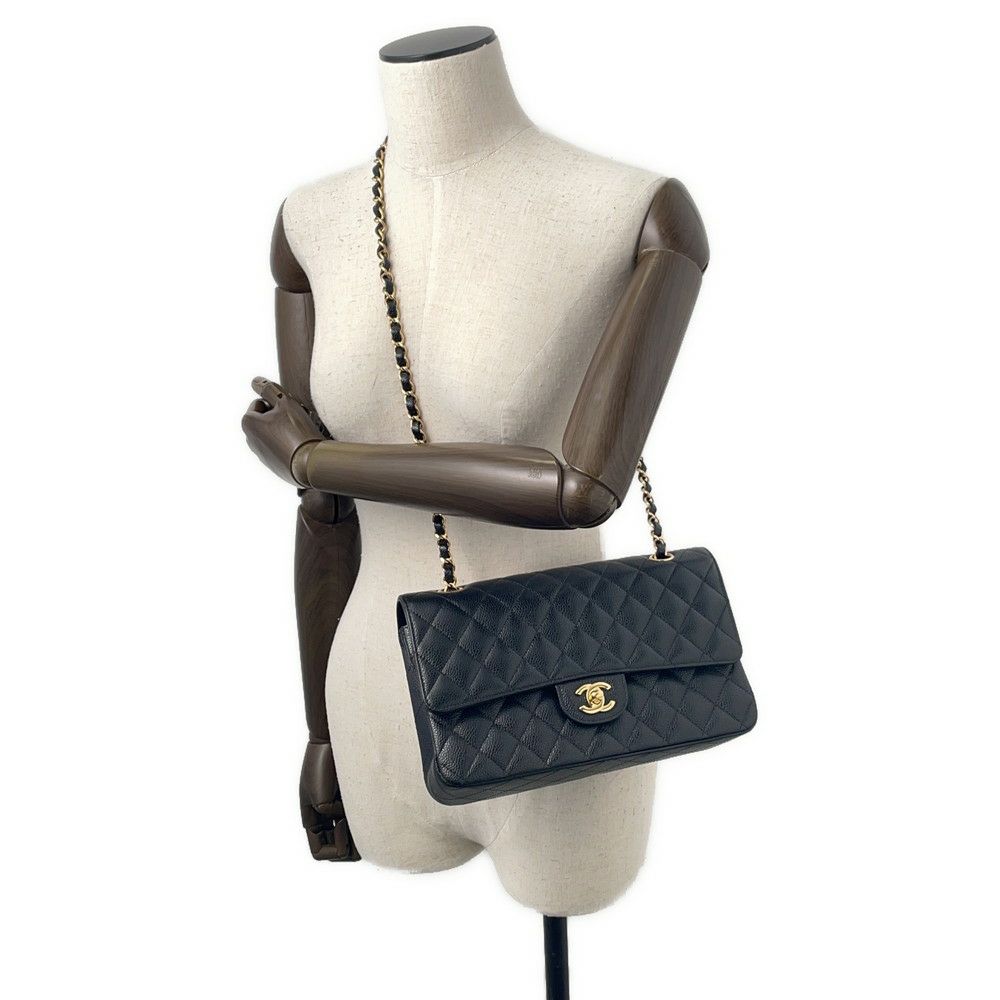 シャネル チェーンショルダーバッグ マトラッセ25 ココマーク キャビアスキン A01112 CHANEL バッグ 黒