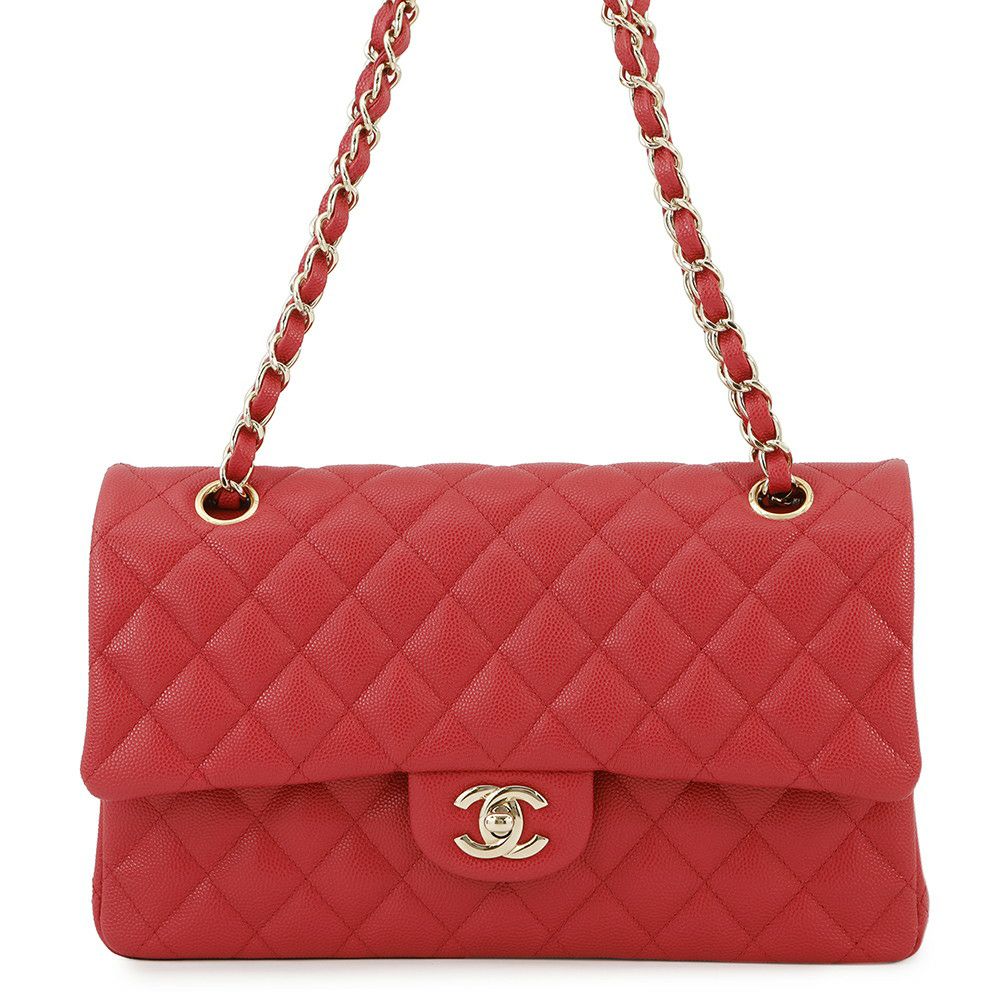 シャネル チェーンショルダーバッグ マトラッセ25 ココマーク ダブルチェーン キャビアスキン A01112 CHANEL