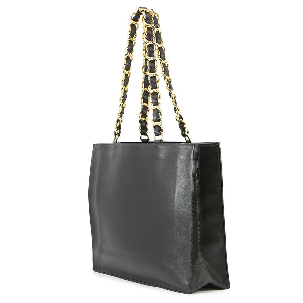 シャネル チェーントートバッグ ココマーク ラムスキン CHANEL 黒