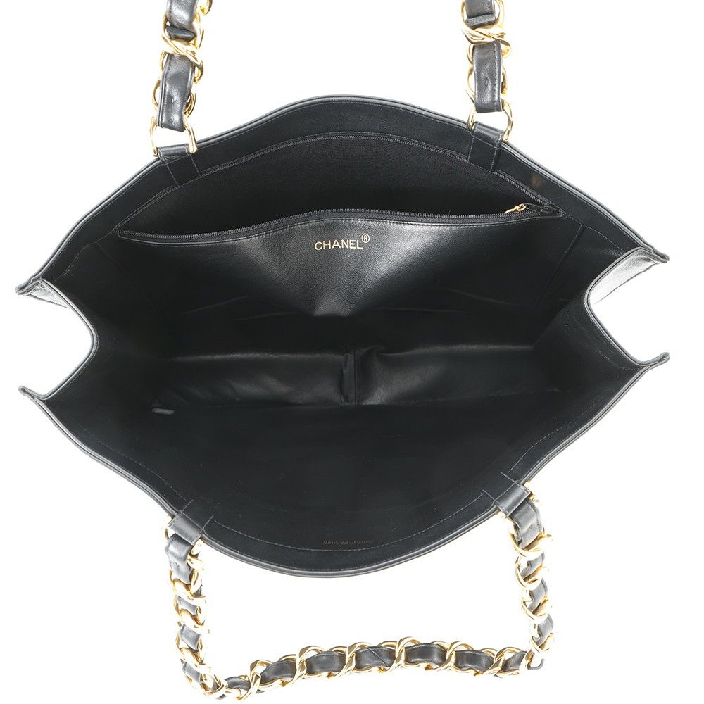 シャネル チェーントートバッグ ココマーク ラムスキン CHANEL 黒
