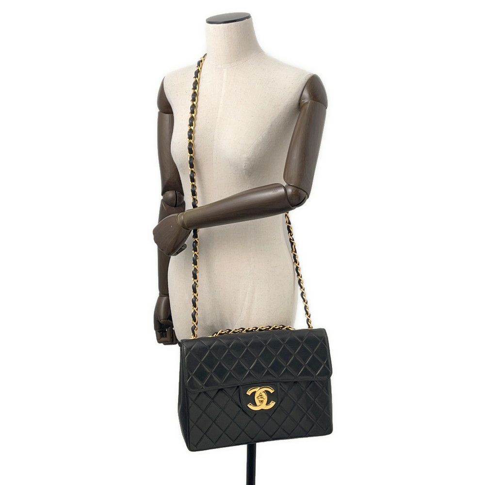 シャネル チェーンショルダーバッグ マトラッセ30 ココマーク ラムスキン A04412 CHANEL バッグ デカマト 黒