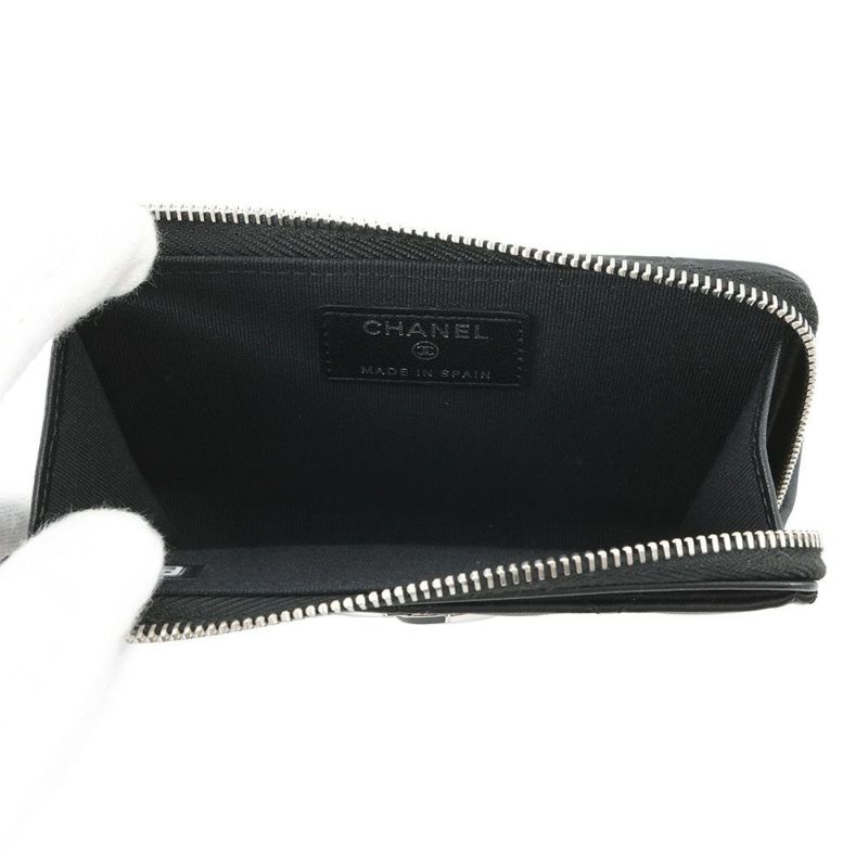 シャネル コインケース マトラッセ ココマーク ラムスキン AP4197 CHANEL カードケース 黒
