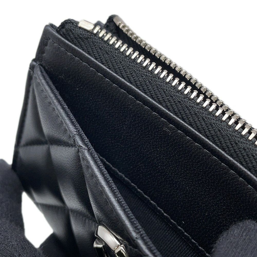 シャネル コインケース マトラッセ ココマーク ラムスキン AP4197 CHANEL カードケース 黒