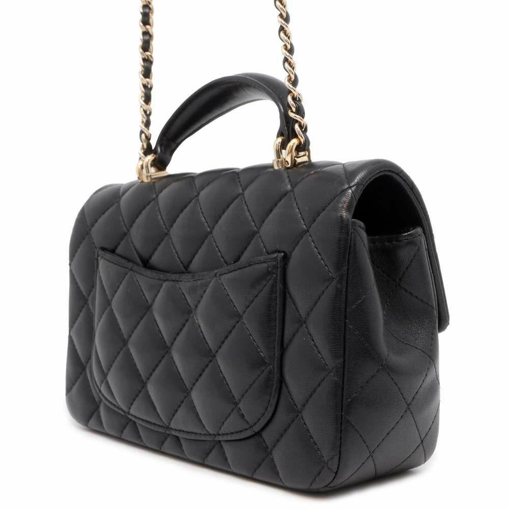 シャネル チェーンショルダーバッグ マトラッセ ココマーク トップハンドル ミニ ラムスキン AS2431 CHANEL 黒