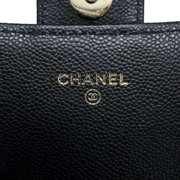 シャネル チェーンウォレット ココマーク マトラッセ フォンケース キャビアスキン AP3876 CHANEL 黒