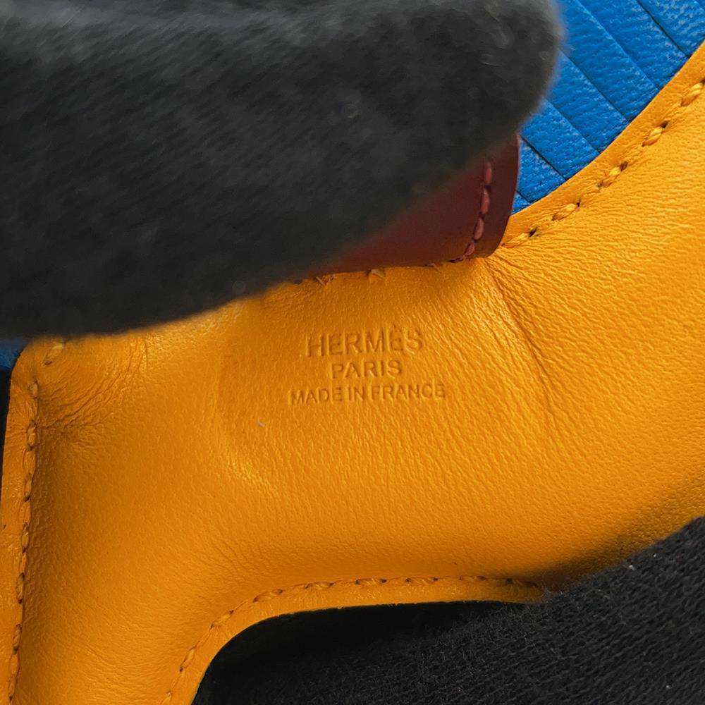 エルメス バッグチャーム ロデオ PM ジョーヌドール/ブルーザンジバル/ルージュアッシュ ラムスキン Z刻印