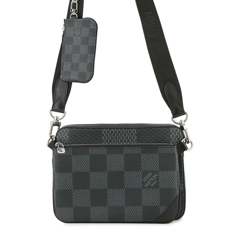 ルイヴィトン ショルダーバッグ ダミエ・グラフィット 3D トリオ・メッセンジャー N50017 LOUIS VUITTON メンズ ブラック 黒