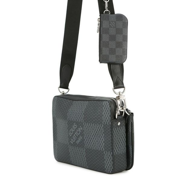 ルイヴィトン ショルダーバッグ ダミエ・グラフィット 3D トリオ・メッセンジャー N50017 LOUIS VUITTON メンズ ブラック 黒