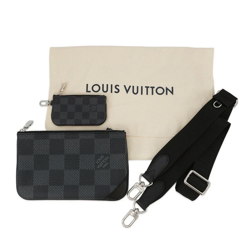 ルイヴィトン ショルダーバッグ ダミエ・グラフィット 3D トリオ・メッセンジャー N50017 LOUIS VUITTON メンズ ブラック 黒