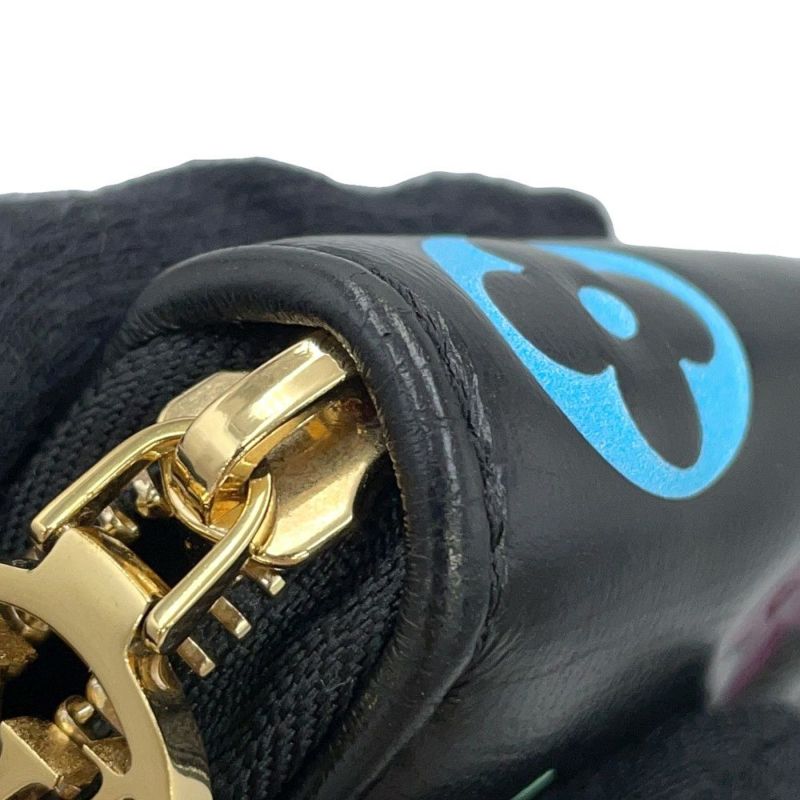 ルイヴィトン 長財布 モノグラム・マルチカラー LV×TM ジッピー・ウォレット クッサン M14096 村上隆コラボ 黒 ブラック