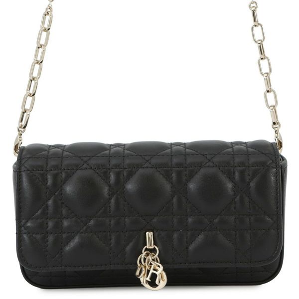 クリスチャン・ディオール チェーンショルダーバッグ My Dior ディオール トーク フォンバッグ カナージュ S0937ONMJ 黒