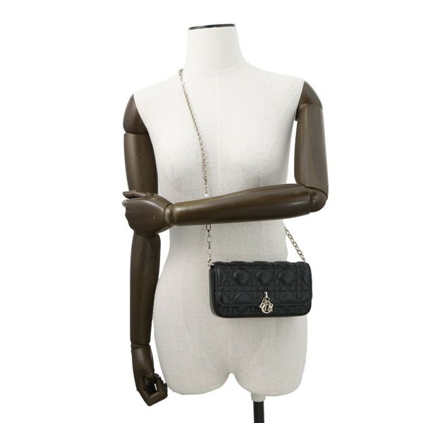 クリスチャン・ディオール チェーンショルダーバッグ My Dior ディオール トーク フォンバッグ カナージュ S0937ONMJ 黒
