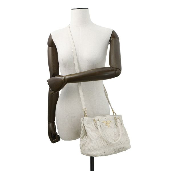 プラダ ハンドバッグ ギャザー レザー 1BA172 PRADA 2way 白