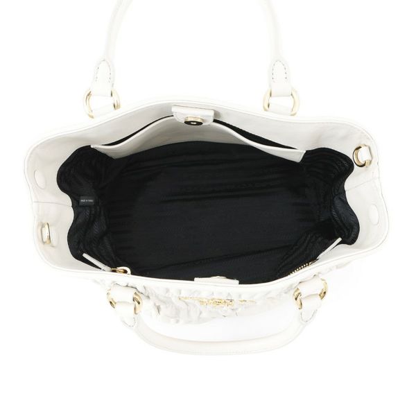 プラダ ハンドバッグ ギャザー レザー 1BA172 PRADA 2way 白