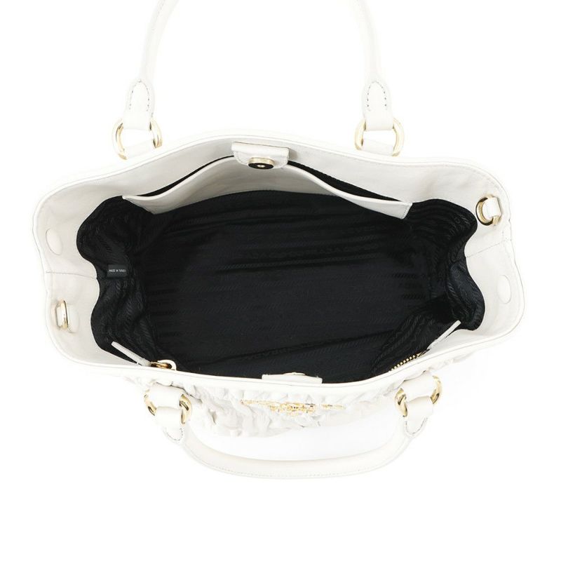 プラダ ハンドバッグ ギャザー レザー 1BA172 PRADA 2way 白