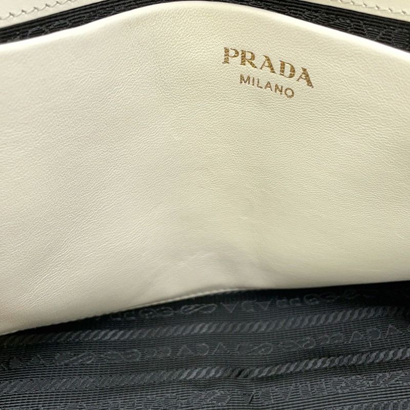 プラダ ハンドバッグ ギャザー レザー 1BA172 PRADA 2way 白