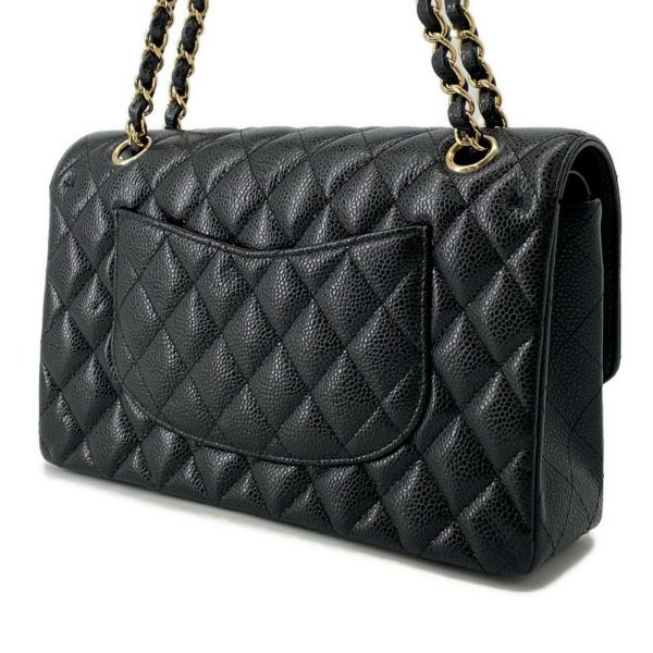 シャネル チェーンショルダーバッグ マトラッセ25 ココマーク ダブルチェーン キャビアスキン A01112 CHANEL 黒