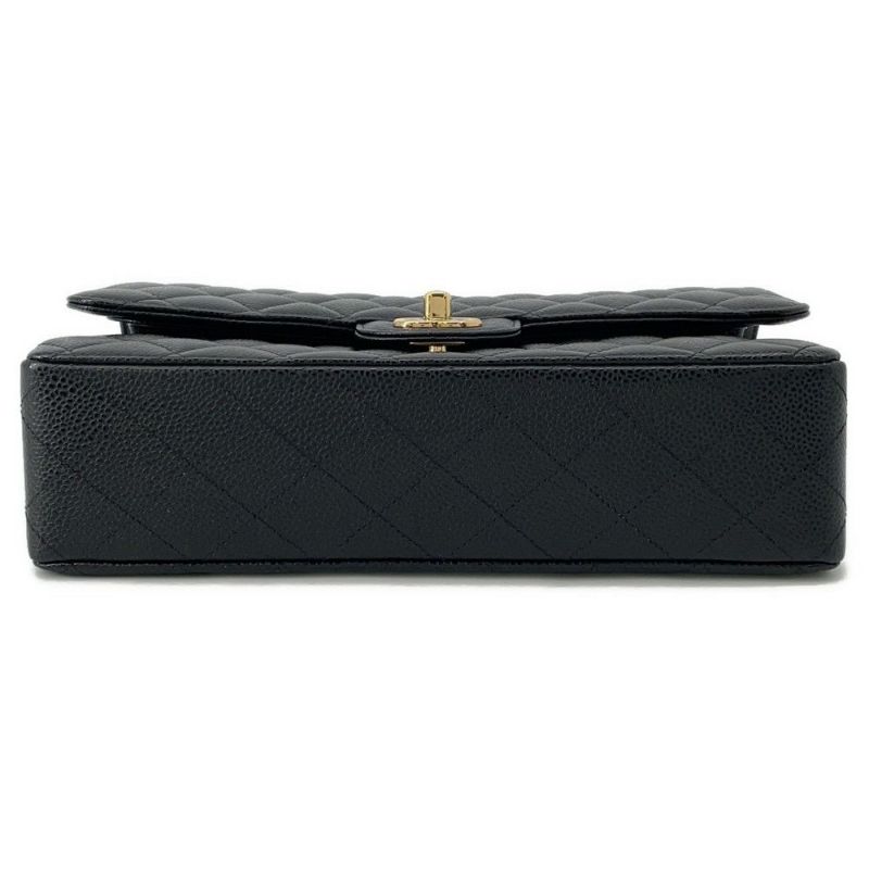 シャネル チェーンショルダーバッグ マトラッセ25 ココマーク ダブルチェーン キャビアスキン A01112 CHANEL 黒