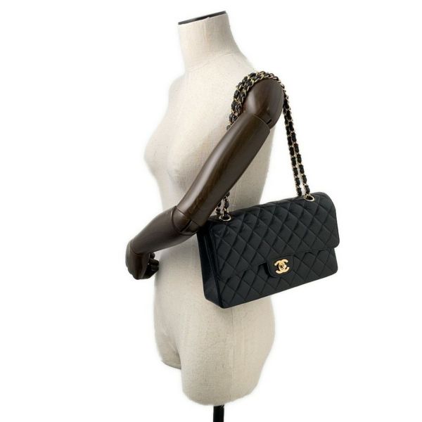 シャネル チェーンショルダーバッグ マトラッセ25 ココマーク ダブルチェーン キャビアスキン A01112 CHANEL 黒