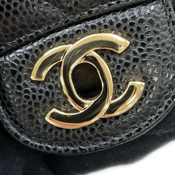 シャネル チェーンショルダーバッグ マトラッセ25 ココマーク ダブルチェーン キャビアスキン A01112 CHANEL 黒