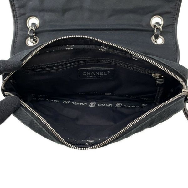 シャネル チェーンショルダーバッグ マトラッセ ココマーク スポーツライン シングルフラップ ハラコ キャンバス CHANEL 黒