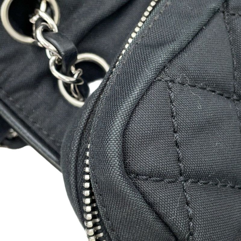 シャネル チェーンショルダーバッグ マトラッセ ココマーク スポーツライン シングルフラップ ハラコ キャンバス CHANEL 黒