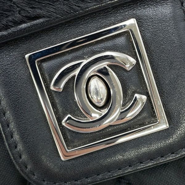シャネル チェーンショルダーバッグ マトラッセ ココマーク スポーツライン シングルフラップ ハラコ キャンバス CHANEL 黒