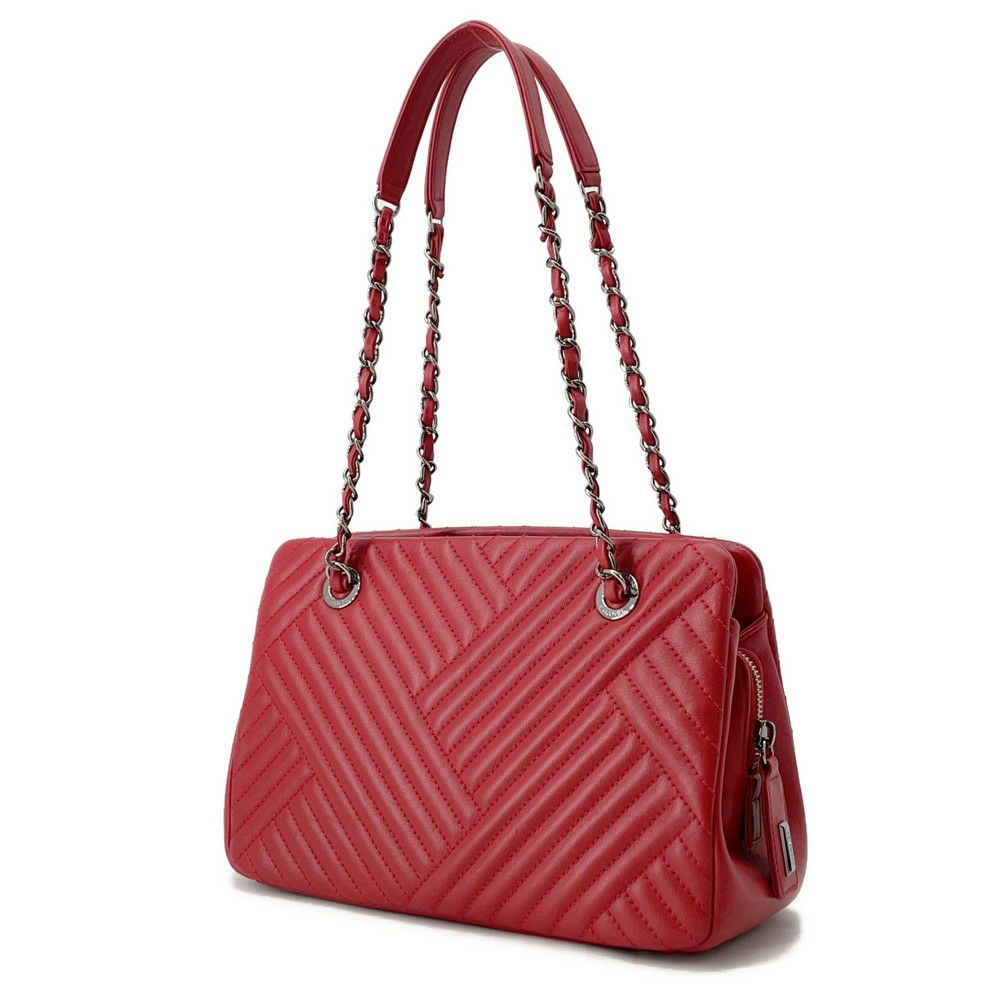 シャネル チェーントートバッグ ココマーク シェブロン ラムスキン CHANEL Vステッチ