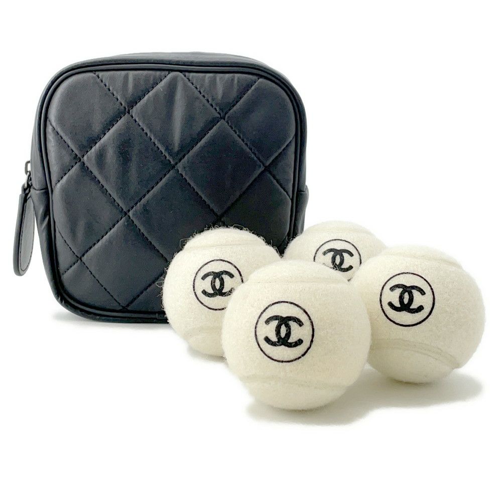 シャネル テニスセット テニスボール 硬式用 キャンバス エラスティック A52852 CHANEL 白