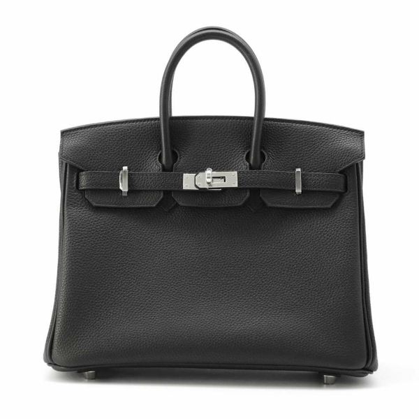 エルメス バーキン25 ブラック/シルバー金具 トゴ W刻印 HERMES Birkin ハンドバッグ 黒