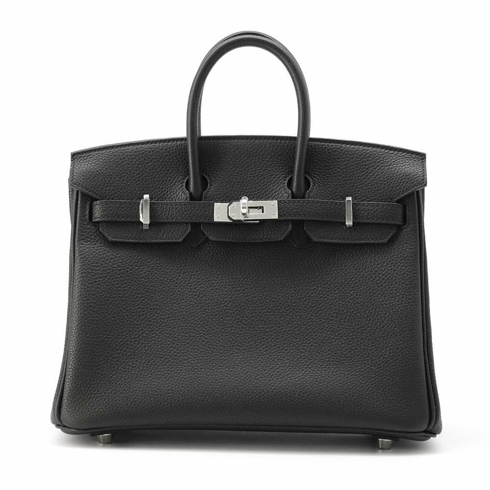 エルメス バーキン25 ブラック/シルバー金具 トゴ W刻印 HERMES Birkin ハンドバッグ 黒
