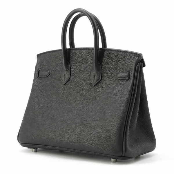 エルメス バーキン25 ブラック/シルバー金具 トゴ W刻印 HERMES Birkin ハンドバッグ 黒