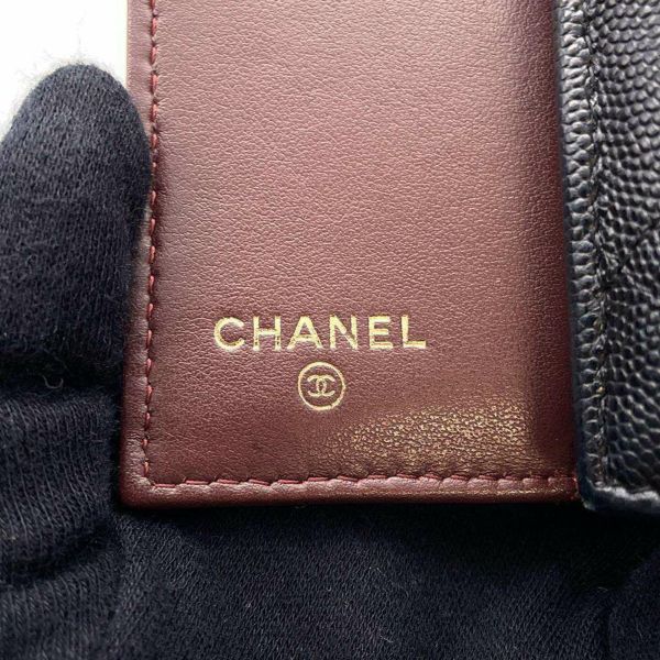 シャネル 三つ折り財布 マトラッセ ココマーク クラシック スモール フラップ ウォレット キャビアスキン AP0230 CHANEL 黒