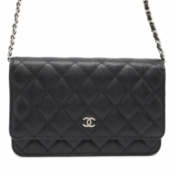 シャネル チェーンウォレット クラシック マトラッセ ココマーク キャビアスキン AP0250 CHANEL 財布 ブラック 黒 安心保証 |  中古・新品ブランド販売ギャラリーレア公式通販