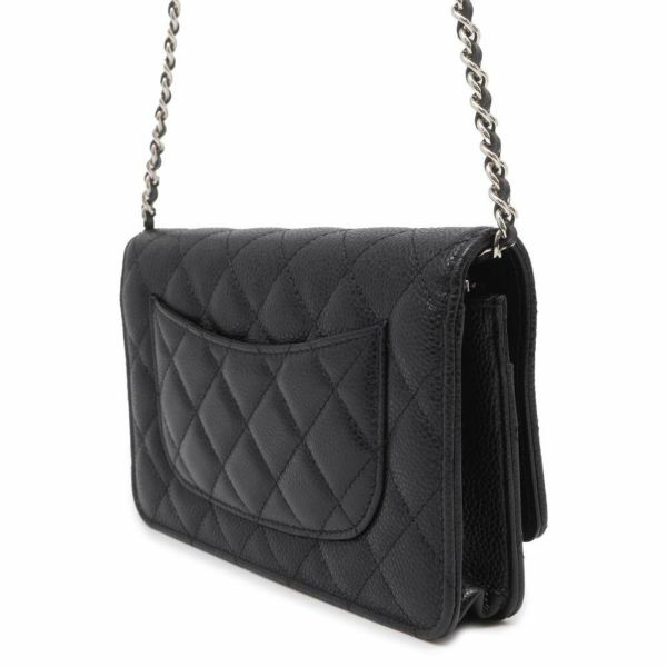 シャネル チェーンウォレット クラシック マトラッセ ココマーク キャビアスキン AP0250 CHANEL 財布 ブラック 黒