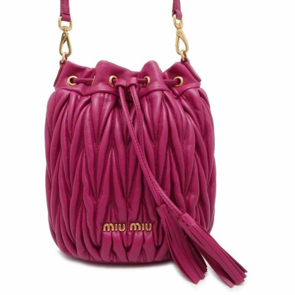 ミュウミュウ ショルダーバッグ マテラッセ 巾着 レザー 5BE014 MIUMIU バッグ