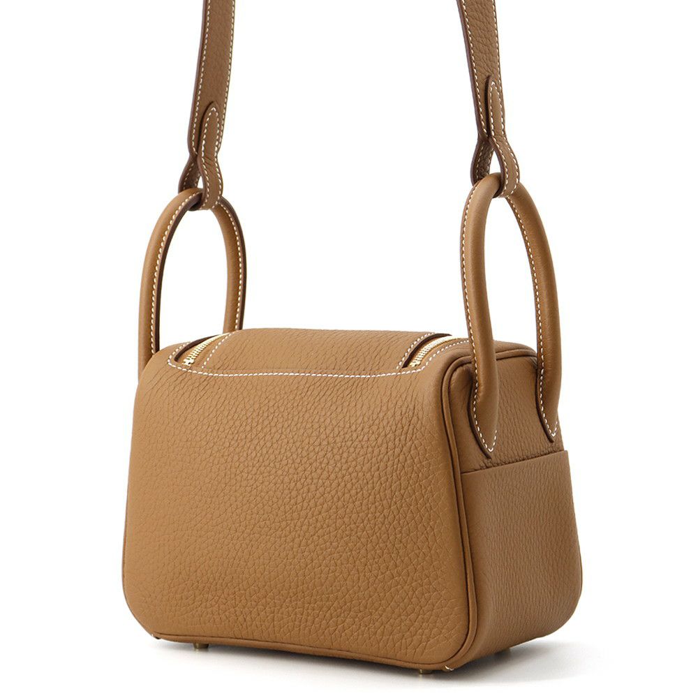 エルメス ハンドバッグ リンディ ミニ ゴールド/ゴールド金具 トリヨンクレマンス K刻印 2wayショルダー